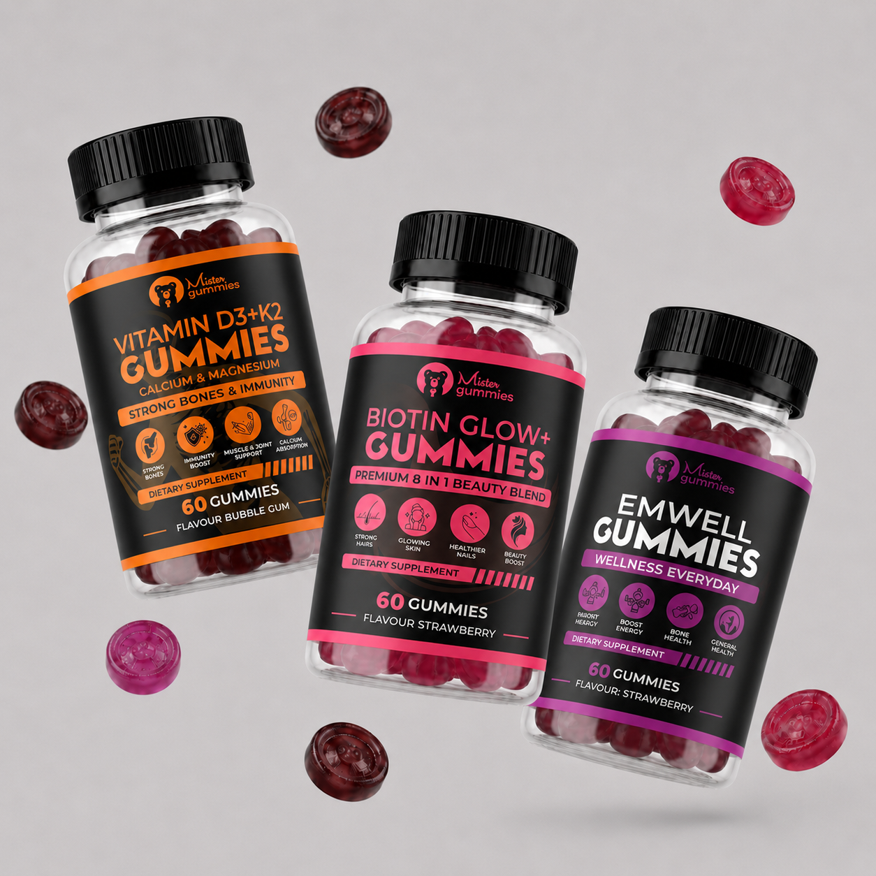 Complete Wellness Pack – Biotin, Femwell & Vitamin D3 Gummies