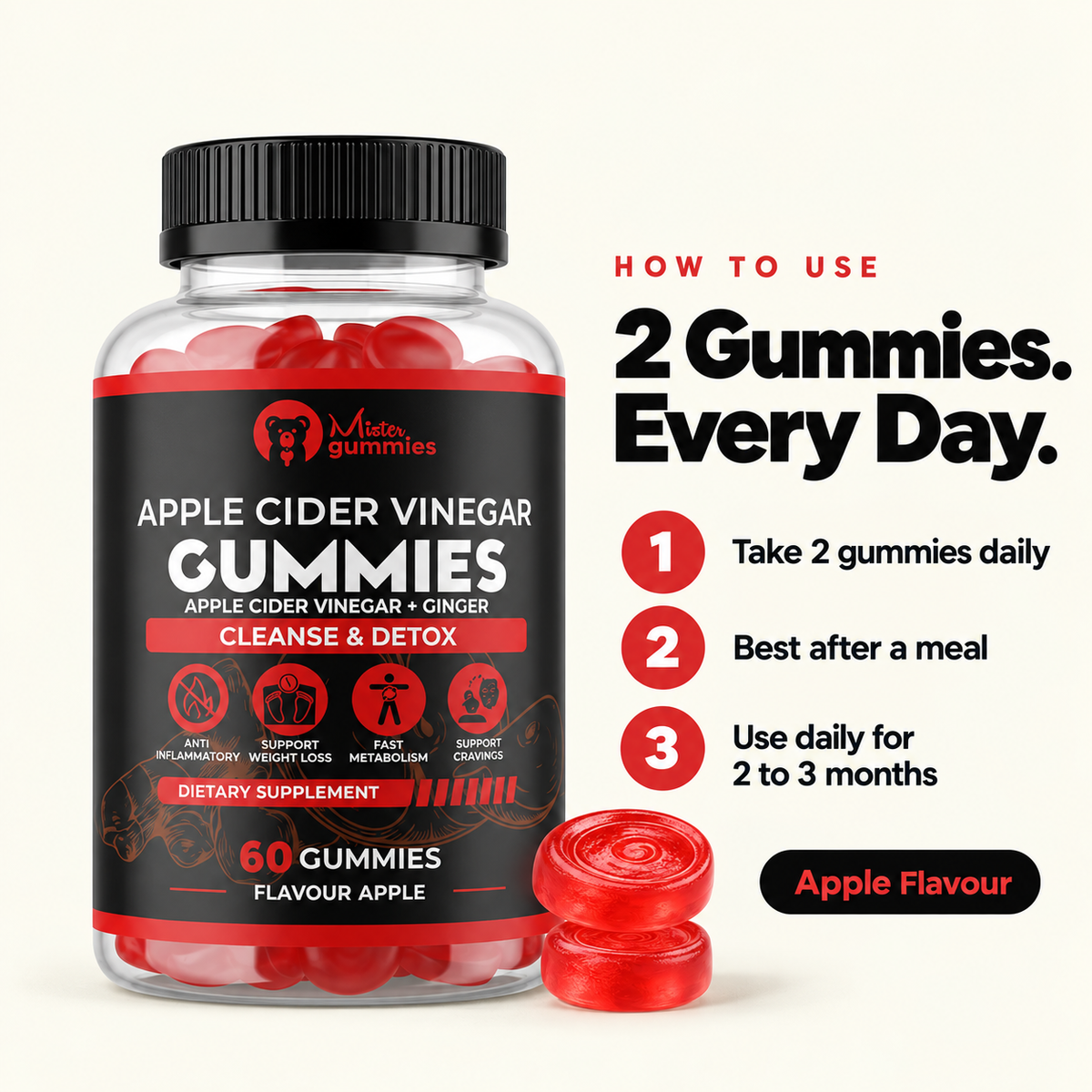 Apple Cider Vinegar Gummies (Ginger, Pomegranate & Beetroot Extract)