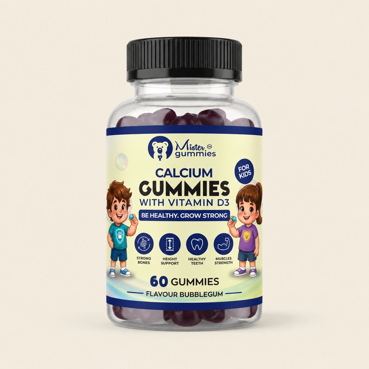 Kids Calcium with Vitamin D3 – Strong Bones & Height Support
