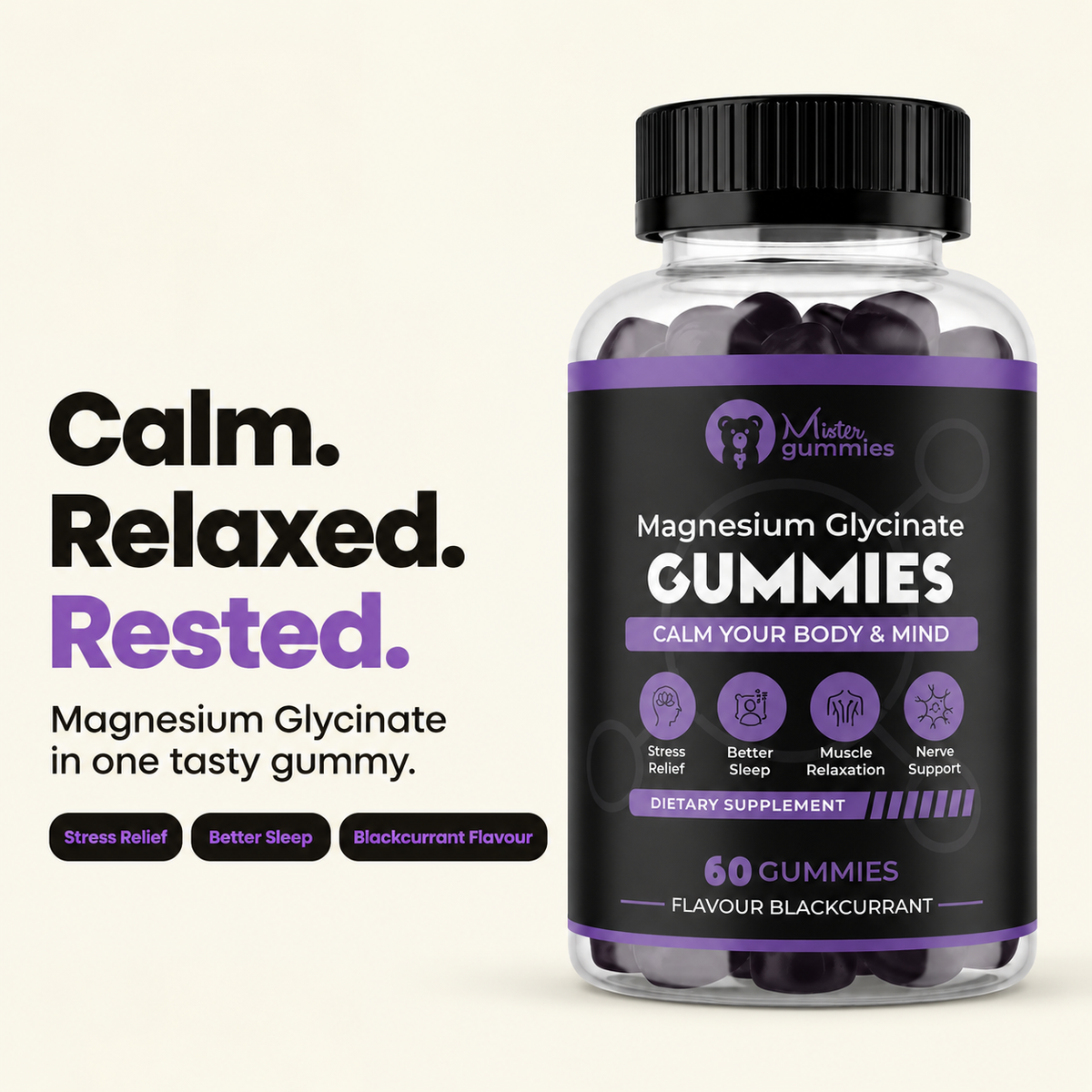 Magnesium Glycinate Gummies for Sleep & Stress Relief