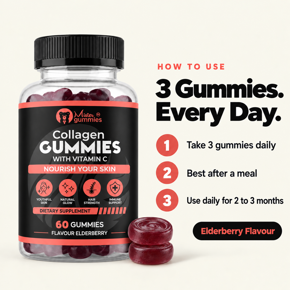 Hydrolyzed Marine Collagen + Vitamin C Gummies