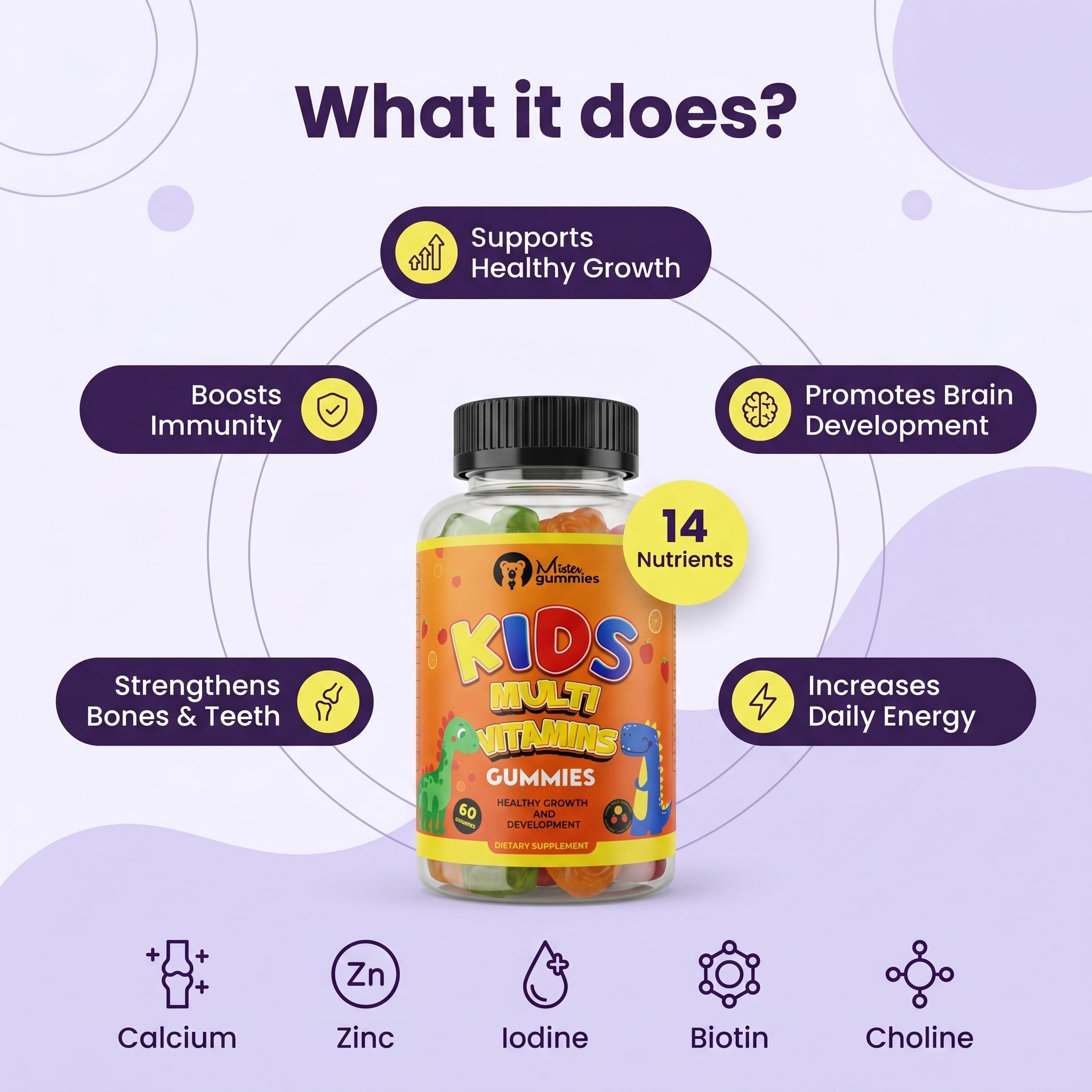 Kids Multi-Vitamins Gummies -14 Nutrients