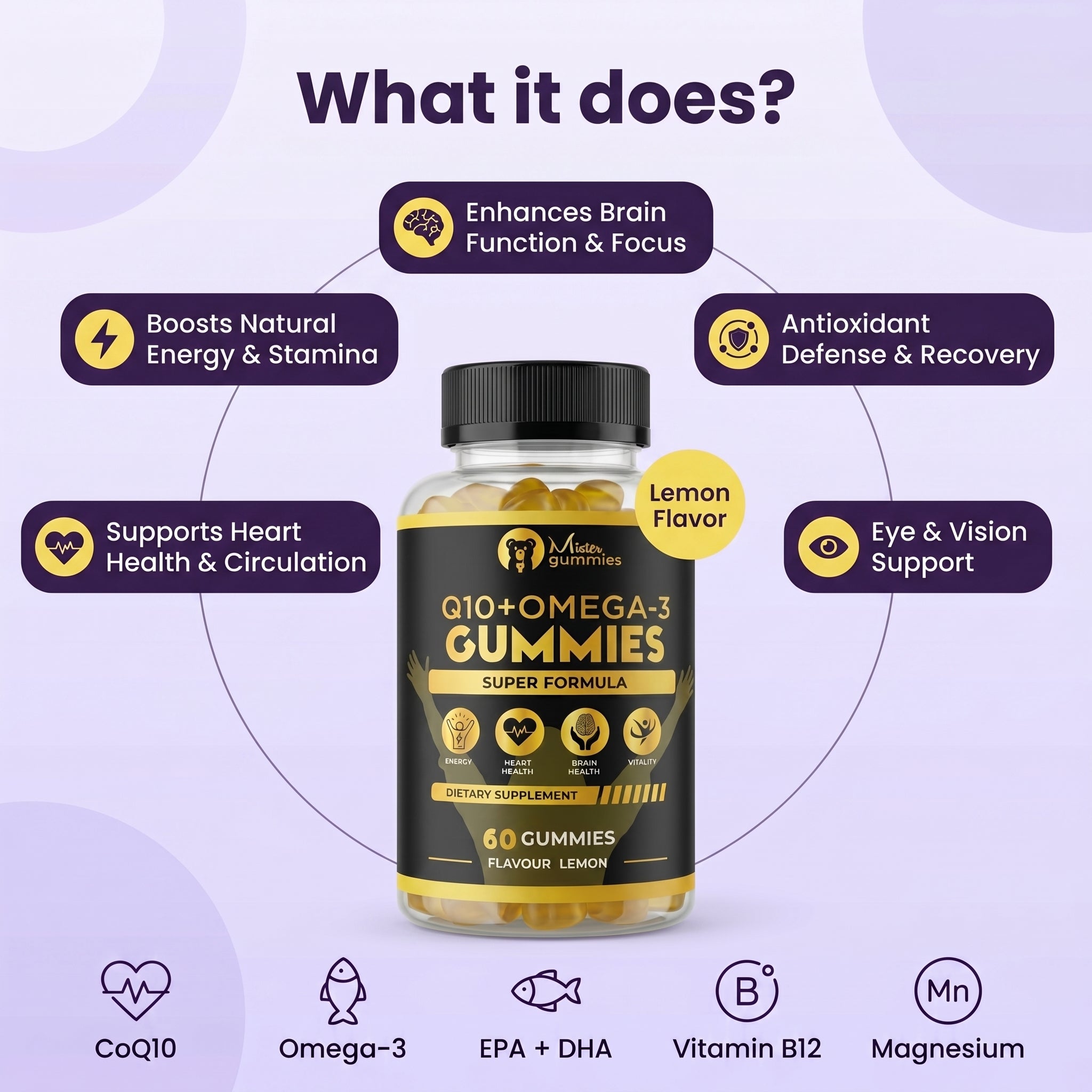 Q10 with Omega-3 Gummies- Pakistan's Best Super Formula