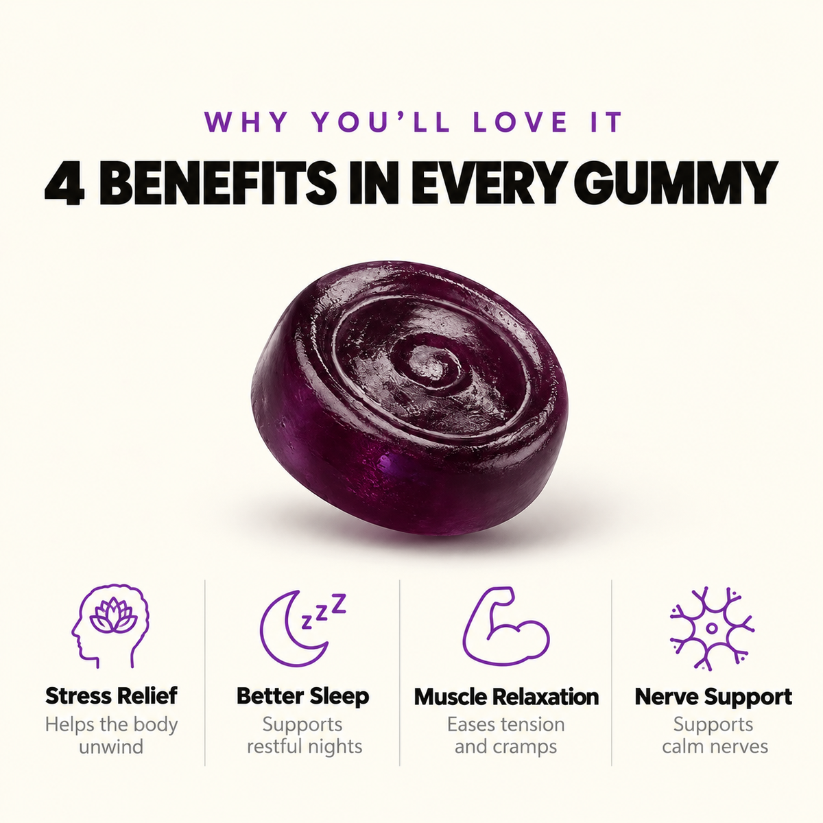 Magnesium Glycinate Gummies for Sleep & Stress Relief