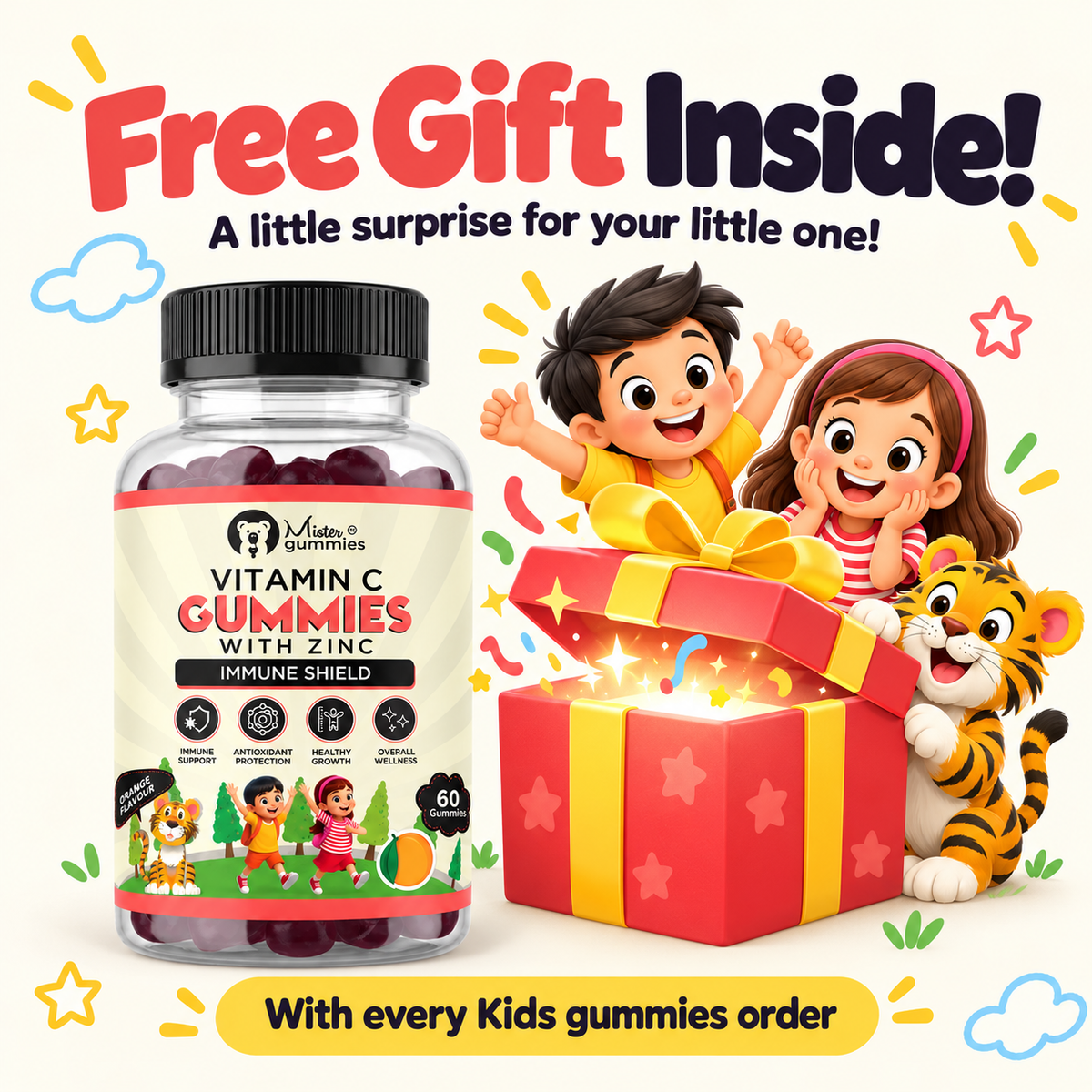 Kids Vitamin C & Zinc Gummies – Immune Shield