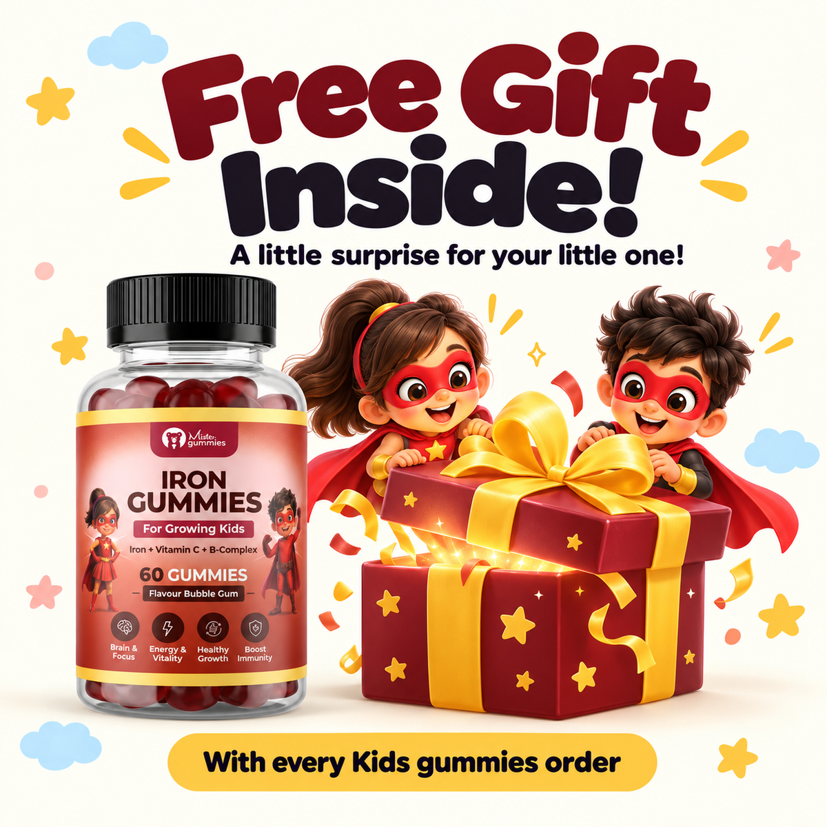 Kids Iron Gummies with Essential Nutrients