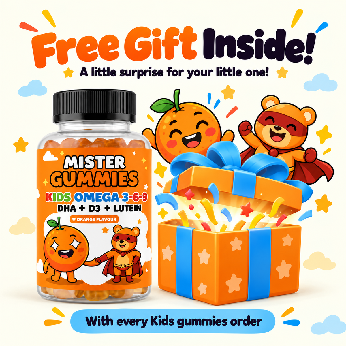 Kids Omega 3-6-9 Gummies – Brain, Eye & Growth Support