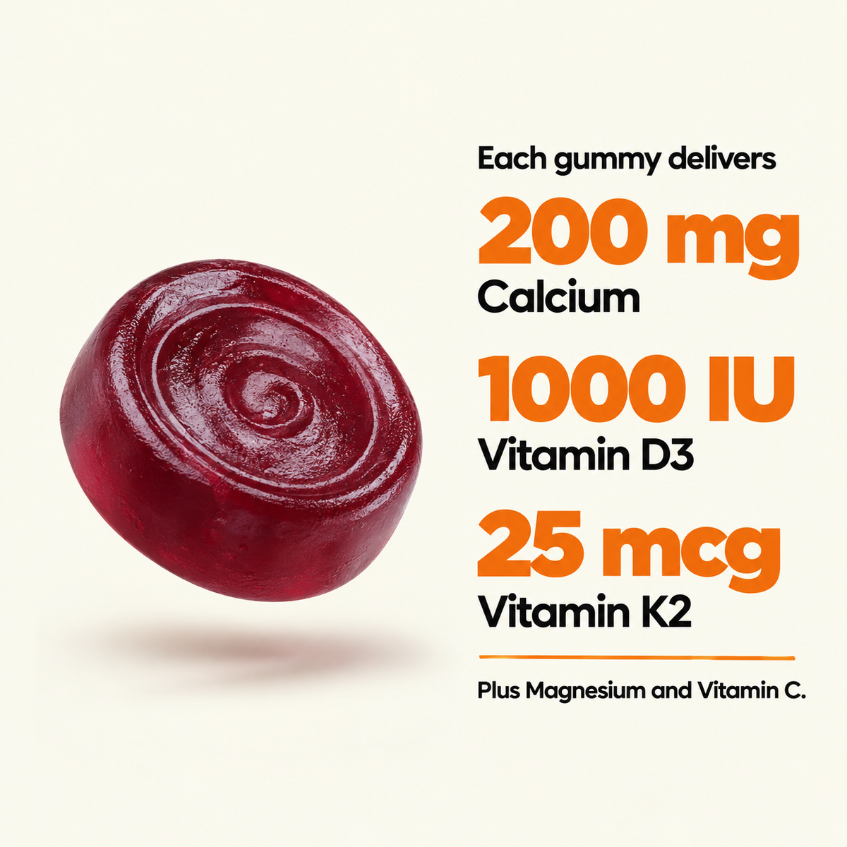 Vitamin D3+K2 Gummies – Bones & Immunity