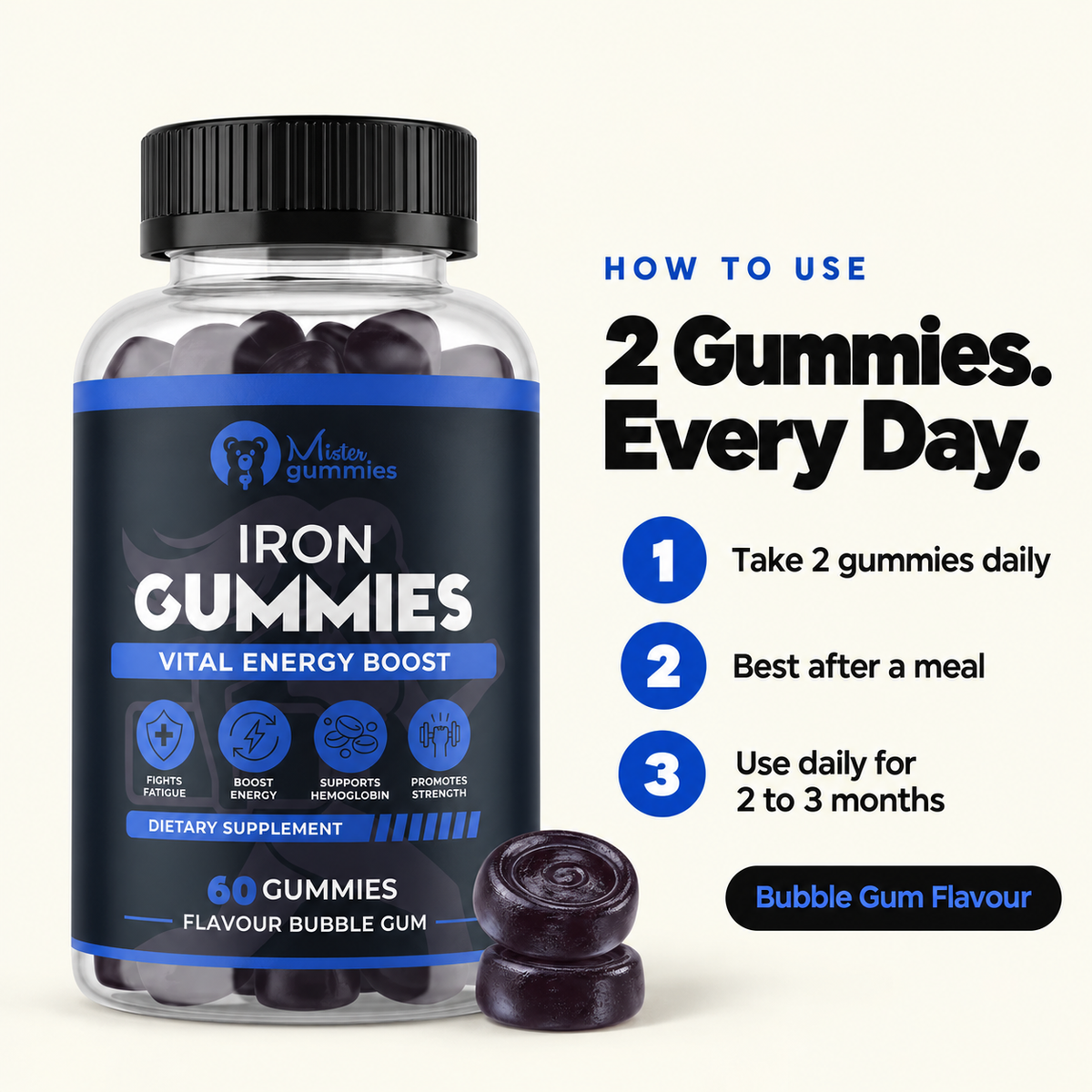 Iron Gummies with B-Complex, Zinc & Vitamin C