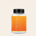 Children’s multivitamin supplement bottle with orange label showing nutrition facts, including Vitamin A, Vitamin C, Vitamin D3, Vitamin E, B-complex vitamins, Biotin, Iodine, Choline, Zinc, Inositol, and Calcium for kids’ growth, immunity, and overall health.