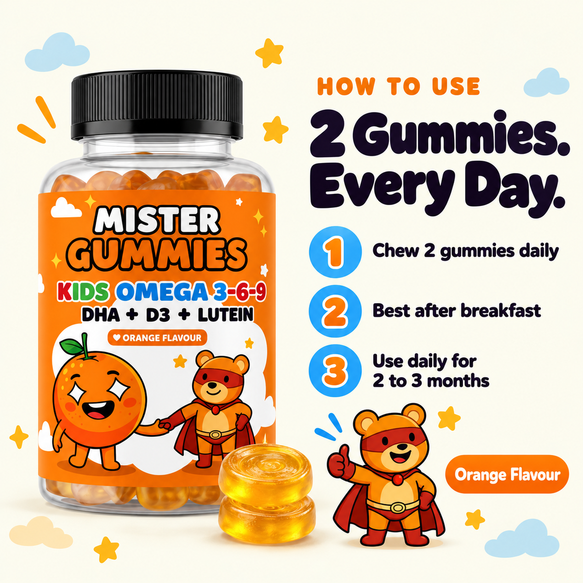 Kids Omega 3-6-9 Gummies – Brain, Eye & Growth Support