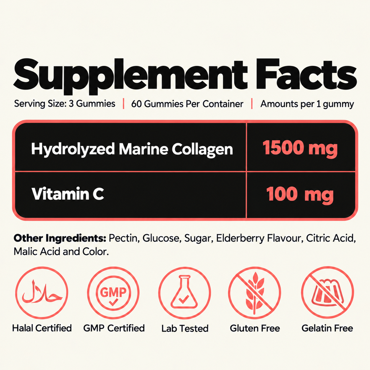 Hydrolyzed Marine Collagen + Vitamin C Gummies