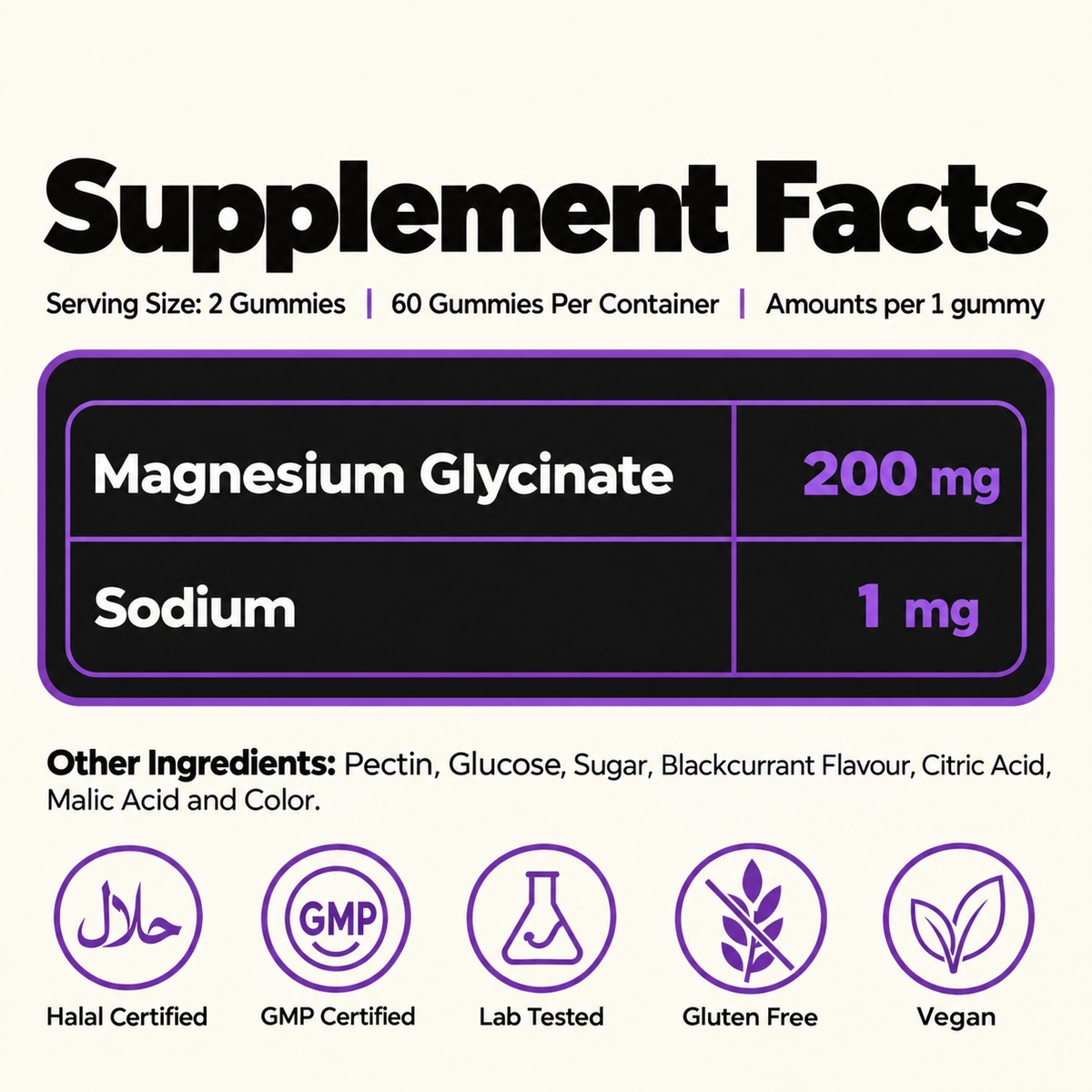Magnesium Glycinate Gummies for Sleep & Stress Relief
