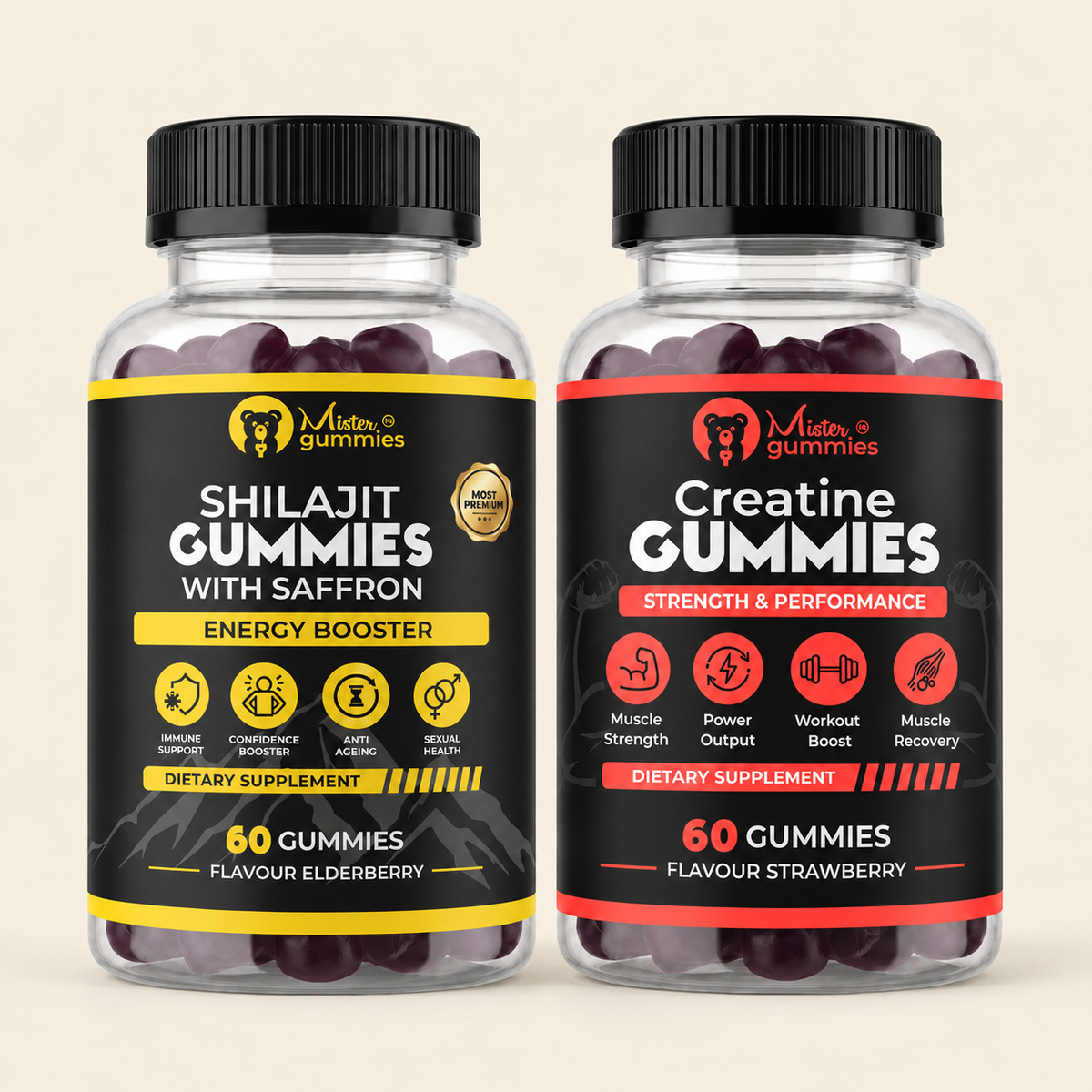 Gym Power Bundle - Shilajit with Saffron and Creatine Gummies by Mister Gummies