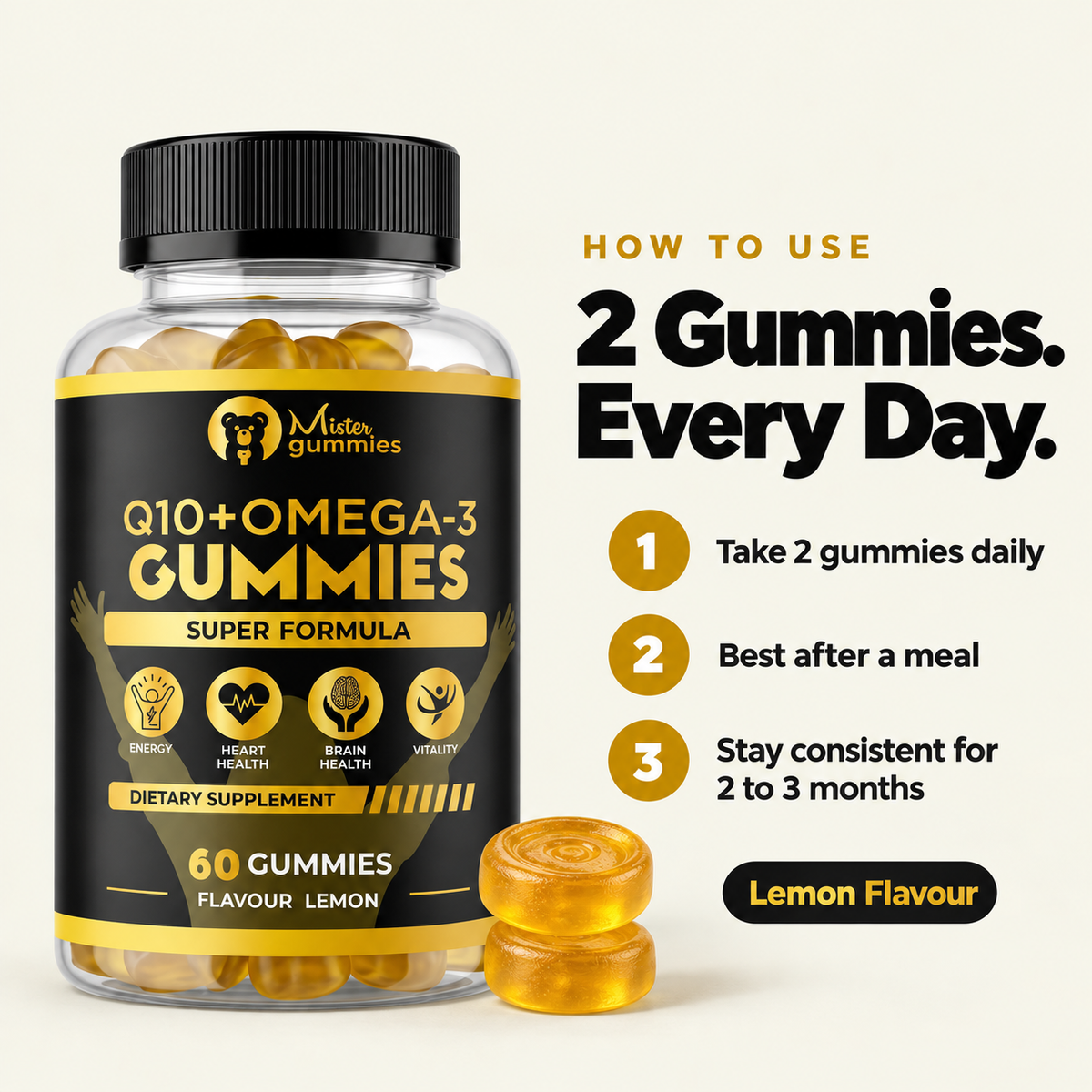 Q10 with Omega-3 Gummies- Pakistan's Best Super Formula