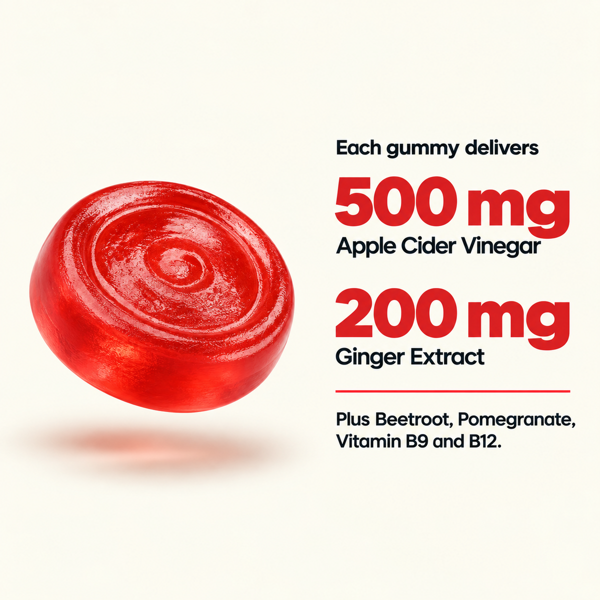 Apple Cider Vinegar Gummies (Ginger, Pomegranate & Beetroot Extract)