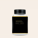 Bottle of Shilajit Gummies with black and gold label showing supplement facts — 250 mg Shilajit Extract per serving.