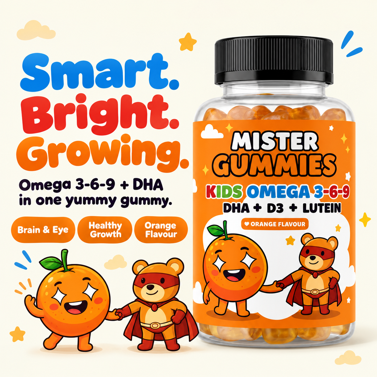 Kids Omega 3-6-9 Gummies – Brain, Eye & Growth Support