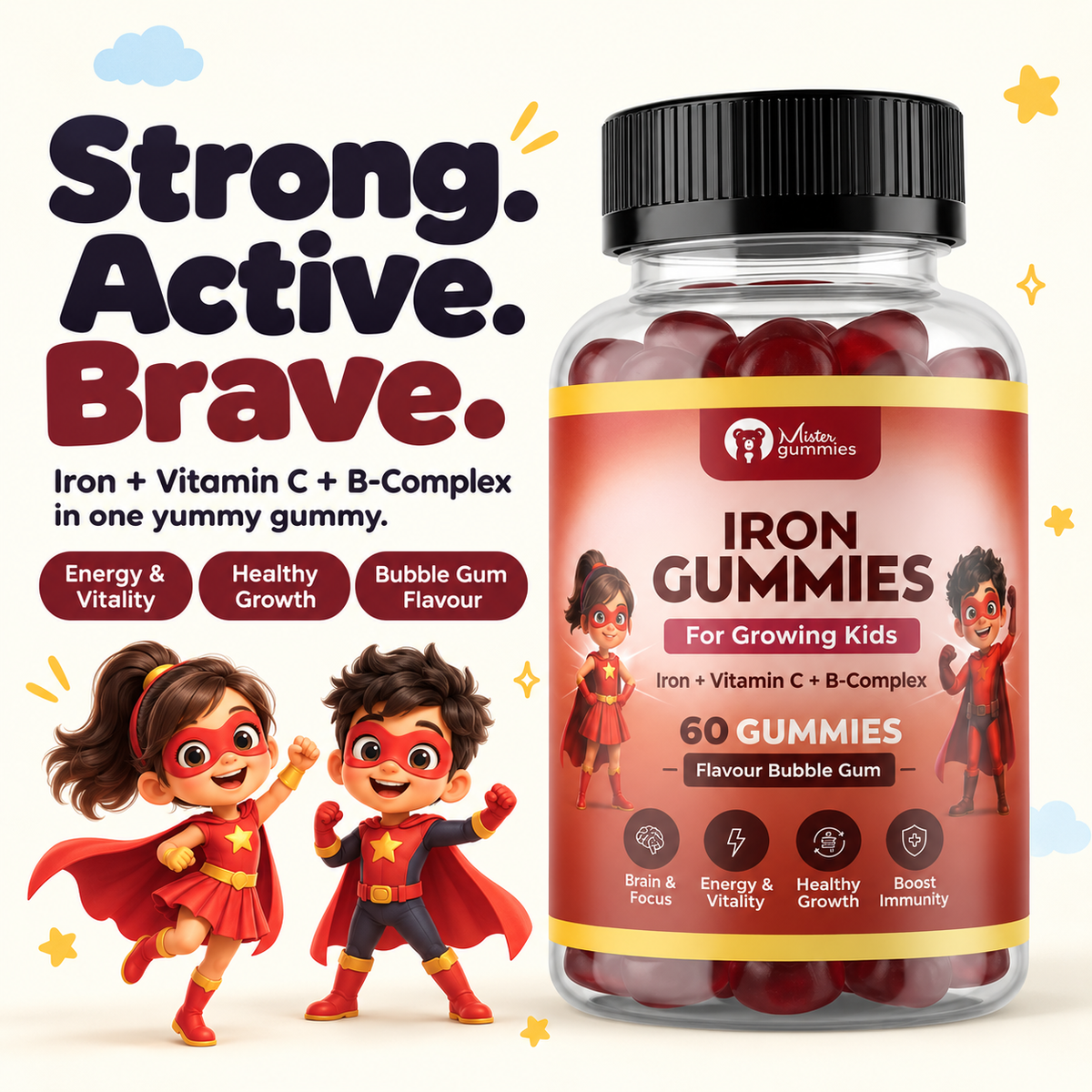 Kids Iron Gummies with Essential Nutrients