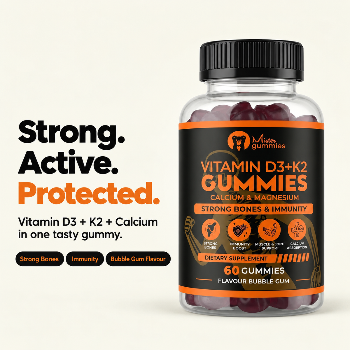 Vitamin D3+K2 Gummies – Bones & Immunity