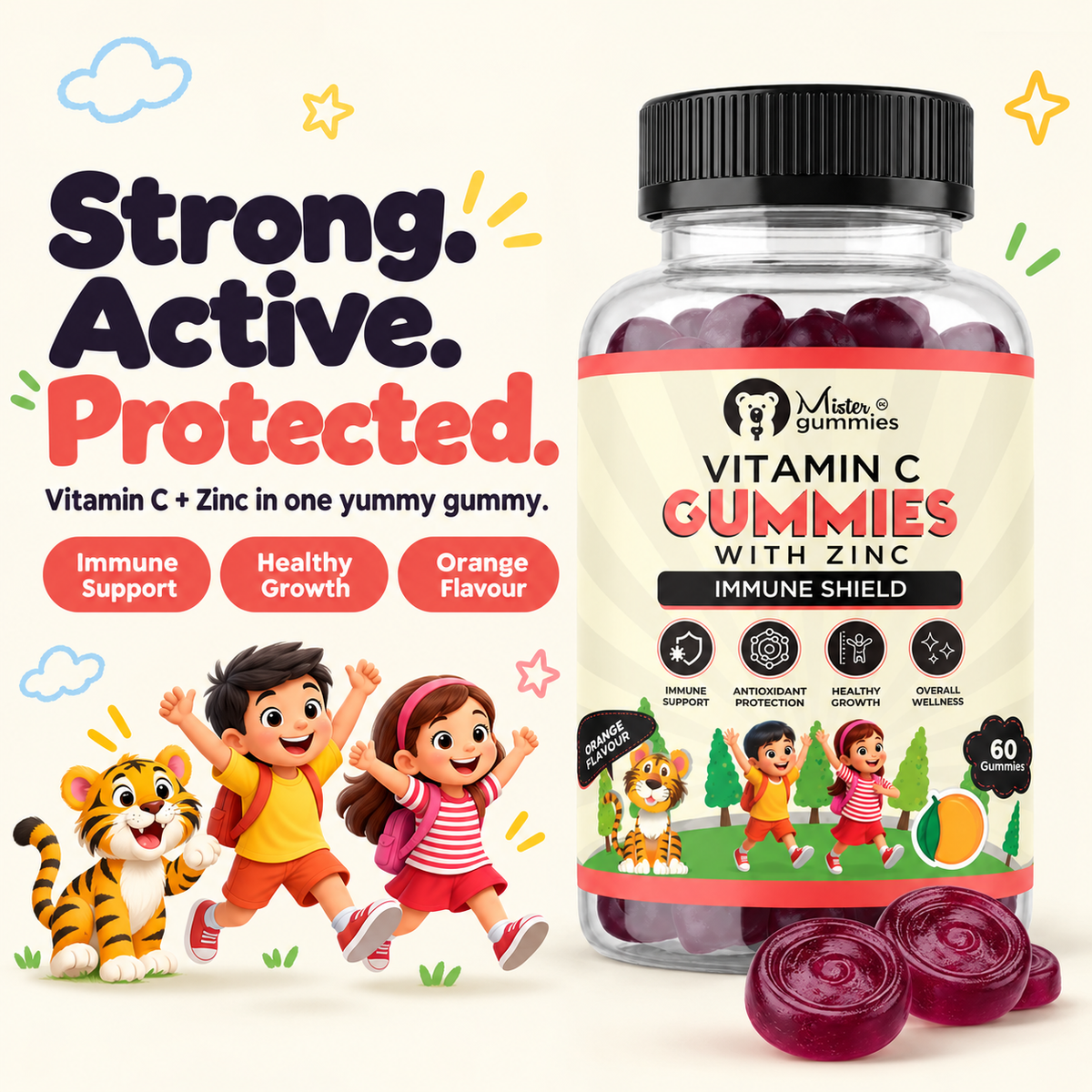Kids Vitamin C & Zinc Gummies – Immune Shield
