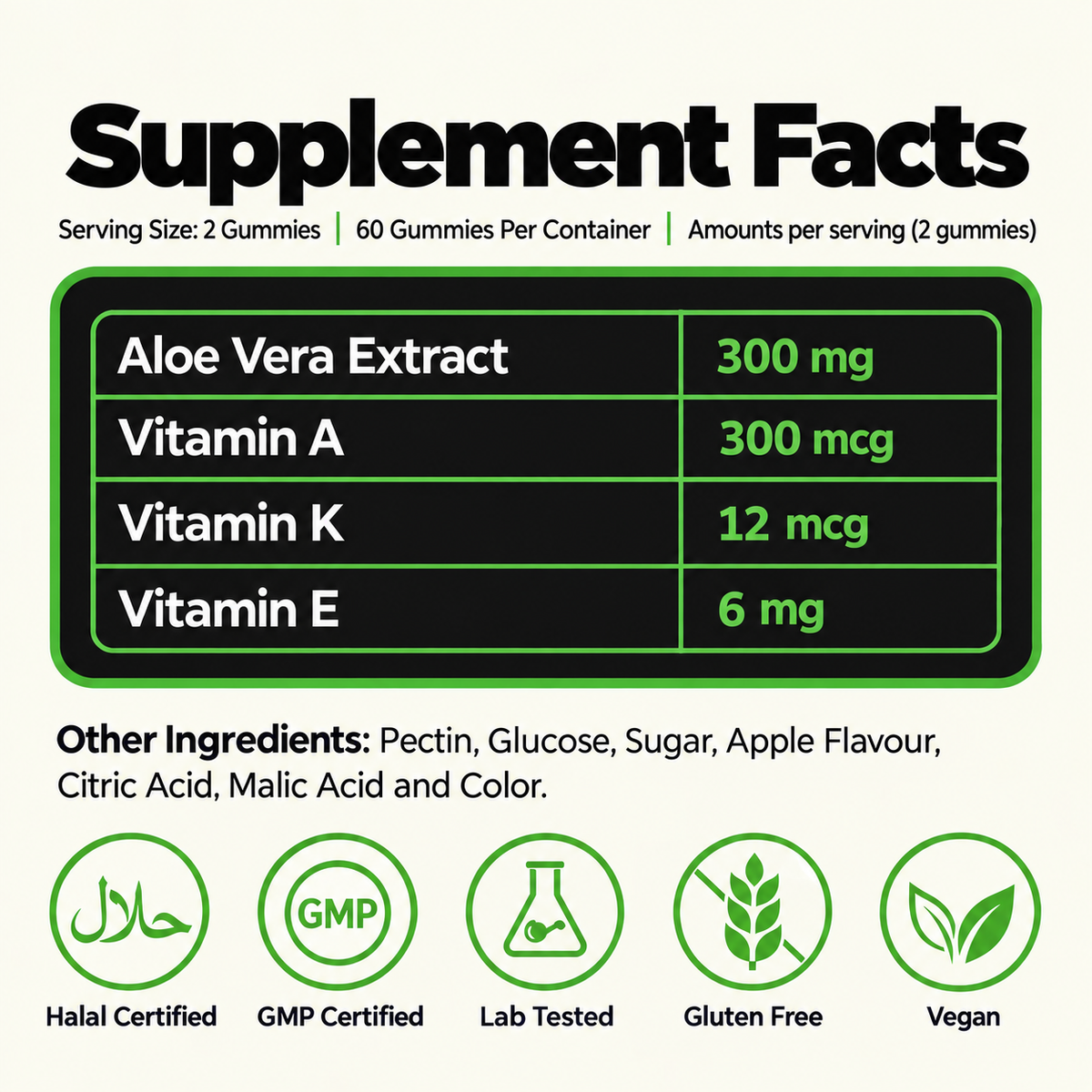 Aloevera Gummies (Skin, Hair & Immune Booster)