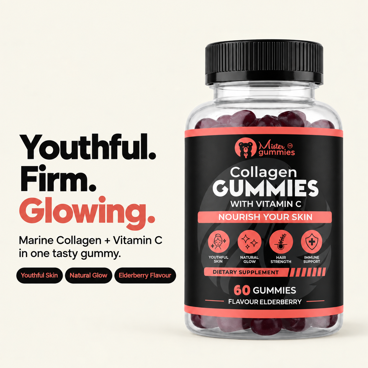 Hydrolyzed Marine Collagen + Vitamin C Gummies