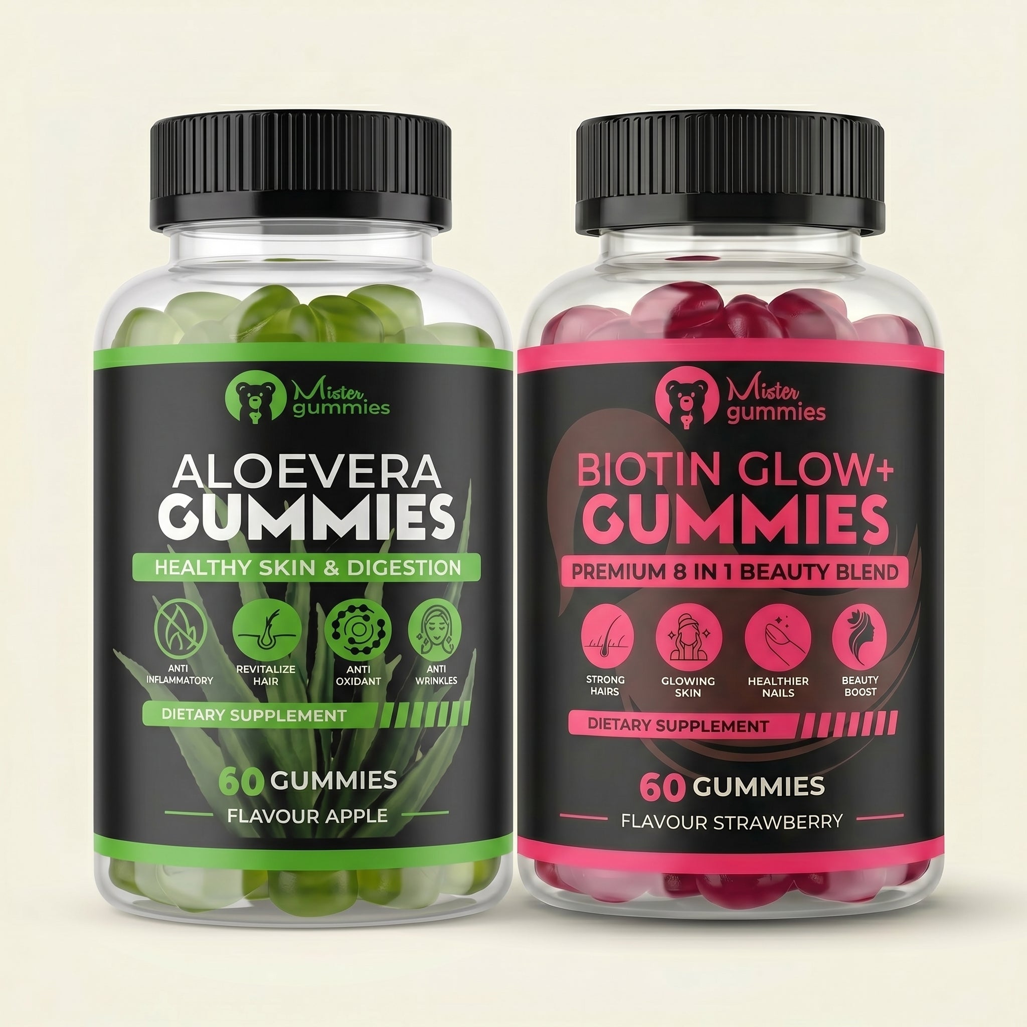 Glow & Grow Bundle (Aloevera & Biotin Gummies)