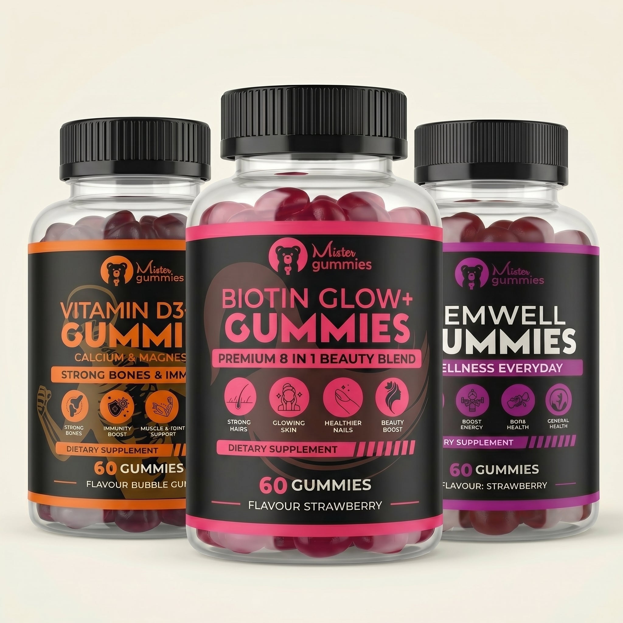 Ultimate Beauty & Wellness Pack – Biotin, Femwell & Vitamin D3 Gummies